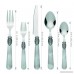 Bon Marble 20-Piece Stainless Steel Flatware Silverware Cutlery Set - Grey Include Knife/Fork/Spoon Mirror Polished Service for 4 - B076BNYSDC